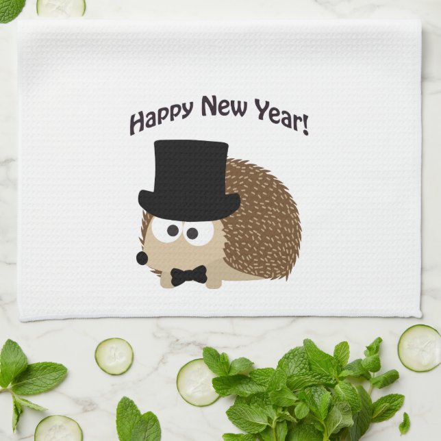 Alles Gute zum neuen Jahr! Dapper Igel Handtuch (Gefaltet)