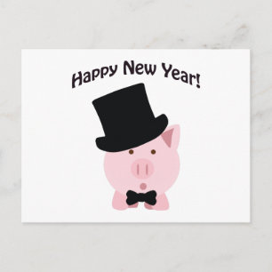 Alles Gute zum neuen Jahr! Dapper Pig Feiertagspostkarte