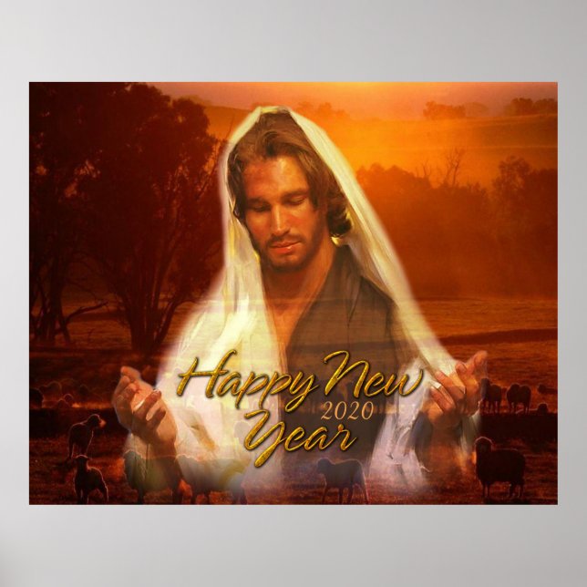 Alles Gute zum neuen Jahr Jesus 2020 Poster (Vorne)