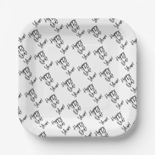 Alles Gute zum neuen Jahr! Moderne Typografie Schw Pappteller