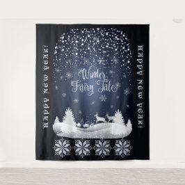 Alles Gute zum neuen Jahr! Winter Fairy Tale Fanta Wandteppich