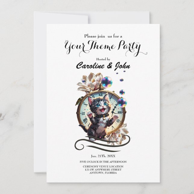 Alles Gute zum Neujahr, das niedliche Kätzchen. Einladung (Vorderseite)