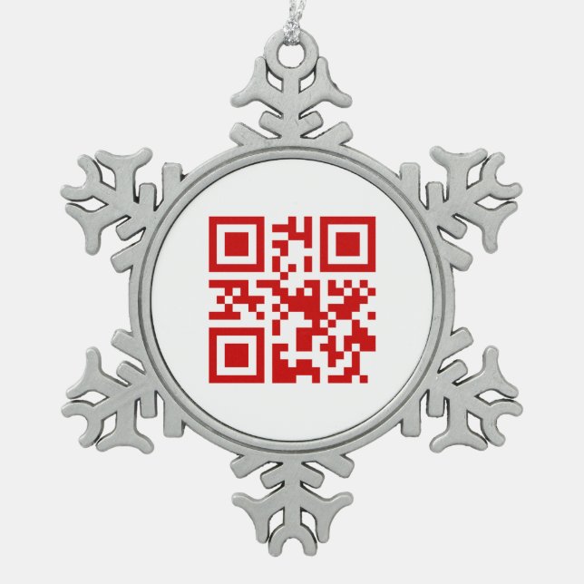 Alles Gute zum Neujahr! — QR-Code Schneeflocken Zinn-Ornament (Vorderseite)