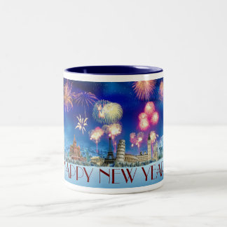 Alles Gute zum Neujahr! Zweifarbige Tasse