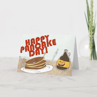 Alles Gute zum Pancake Day! Cartoon-Design. Karte