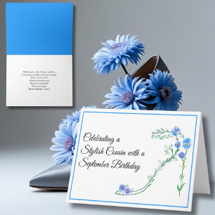 Alles Gute zum September-Geburtstag Cousine Blaue Karte
