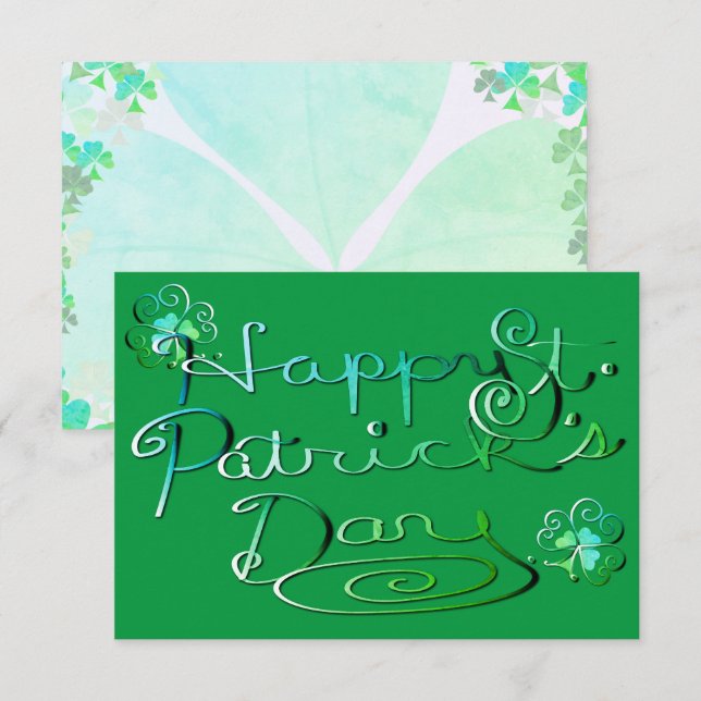 "Alles Gute zum St. Patrick's Day." Handgeschriebe Karte (Vorne/Hinten)