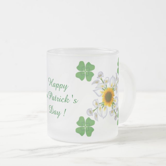 Alles Gute zum St. Patrick's Day ! Klee mit Calla Mattglastasse (VorderseiteRechts)