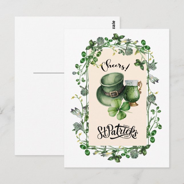 Alles Gute zum St. Patrick's Day. Leprechaun Hat G Postkarte (Vorne/Hinten)