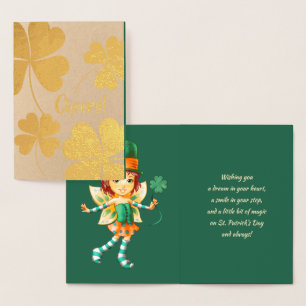 Alles Gute zum St. Patrick's Day. Little Fairy Iri Folienkarte