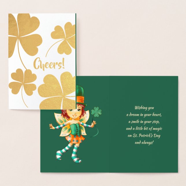 Alles Gute zum St. Patrick's Day. Little Fairy Iri Folienkarte (Anzeige)
