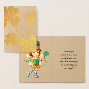 Alles Gute zum St. Patrick's Day. Little Fairy Iri Folienkarte