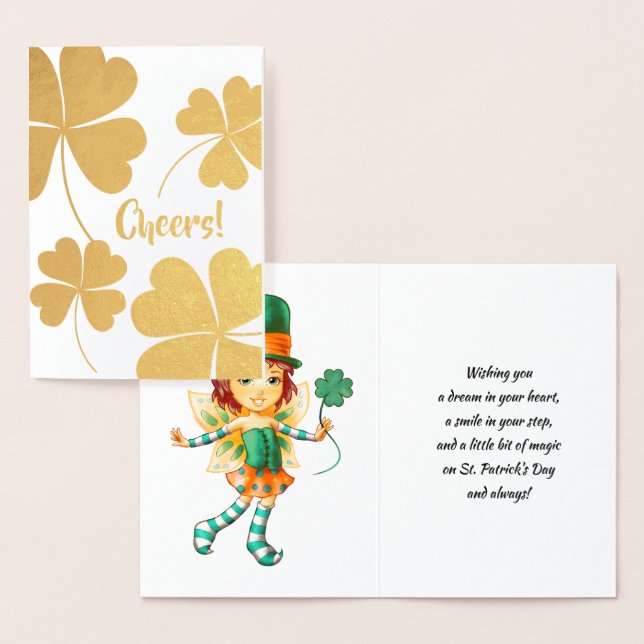 Alles Gute zum St. Patrick's Day. Little Fairy Iri Folienkarte (Anzeige)