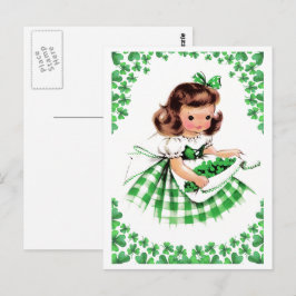 Alles Gute zum St. Patrick's Day. Vintag Irish Gir Postkarte