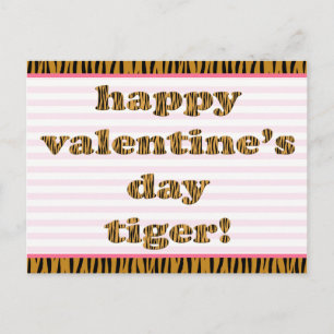 Alles Gute zum Valentinstag Tiger! Streifen und Ti Feiertagspostkarte