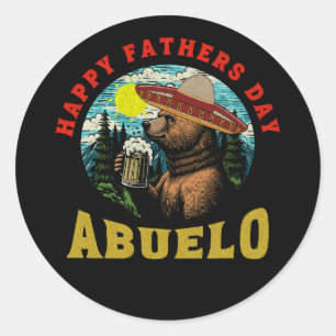 Alles Gute zum Vatertag Abuelo Bierkrug Bär Sombre Runder Aufkleber