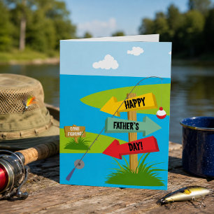 Alles Gute zum Vatertag beim Fischen Karte