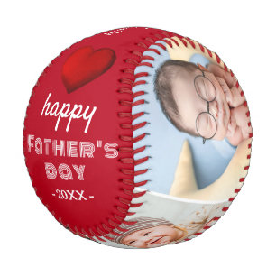 Alles Gute zum Vatertag Rotes Herz 4er Foto Collag Baseball