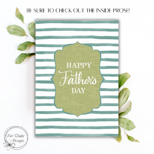 Alles Gute zum Vatertag Teal Stripe Script Karte