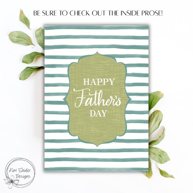 Alles Gute zum Vatertag Teal Stripe Script Karte (Von Creator hochgeladen)
