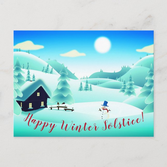 Alles Gute zum Winter! Snowman Scenery Custom Postkarte (Vorderseite)