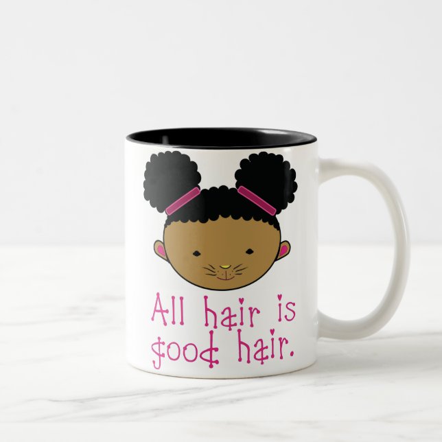 Alles Haar ist gutes Haar (Afropuff Häschen) Zweifarbige Tasse (Rechts)