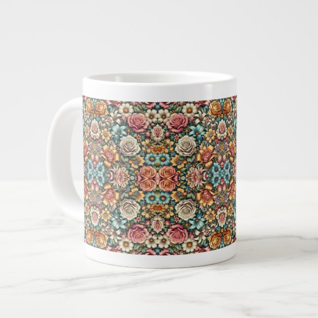 Alles in allem Blumendesign Jumbo-Tasse (Vorderseite Links)