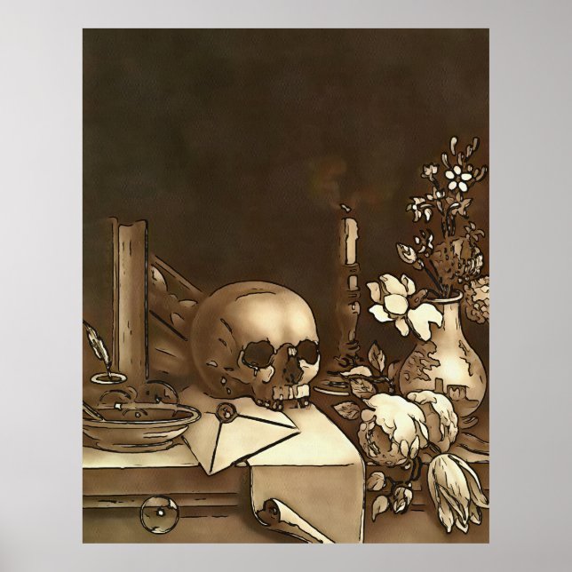 Alles in Allem Schwarze Kontur Kunst Poster (Vorne)