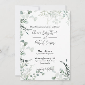 Alles in einem, elegante Eukalyptus-Blätter Weddin Einladung