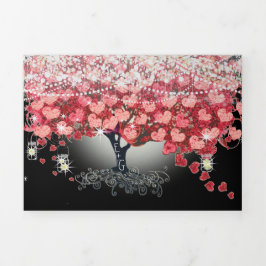 Alles in einem eleganten Rot-Rot-Rosa-Heart-Leaf-H Dreifach Gefaltete Einladung