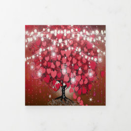 Alles in einem eleganten Rot-Rot-Rosa-Heart-Leaf-H Dreifach Gefaltete Einladung