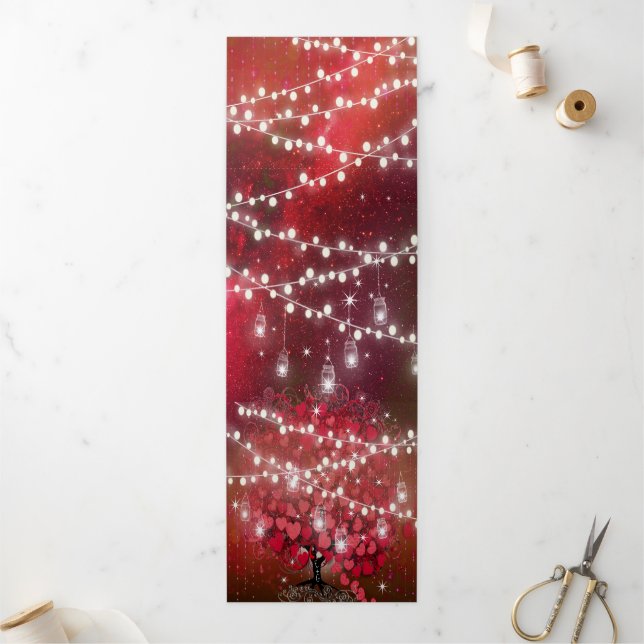 Alles in einem eleganten Rot-Rot-Rosa-Heart-Leaf-H Dreifach Gefaltete Einladung (Außenbereich)