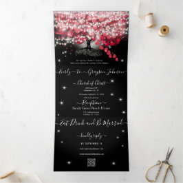 Alles in einem eleganten Rot-Rot-Rosa-Heart-Leaf-H Dreifach Gefaltete Einladung