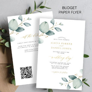 Alles in einem Eukalyptus QR-Code-Hochzeitseinladu Flyer