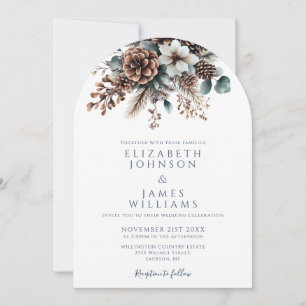 Alles in einem floralen Pinecone QR Code Wedding A Einladung