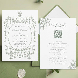 Alles in einem floralen Rahmen grüne Hochzeit Einladung