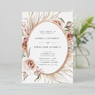 Alles in Einem Hochzeit Boho Floral Echt Rose Gold Folieneinladung