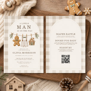 Alles in einem kleinen Mann Gingerbread Baby Showe Einladung