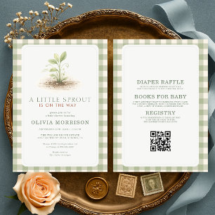 Alles in einem kleinen Spross Gingham Baby Shower Einladung