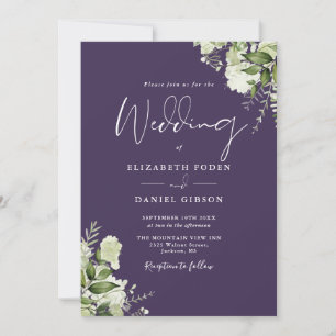 Alles in Einem Lila Grün Florale Hochzeit Einladung