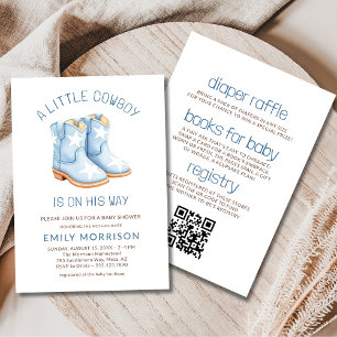 Alles in Einem Little Cowboy QR Code Boy Baby Show Einladung