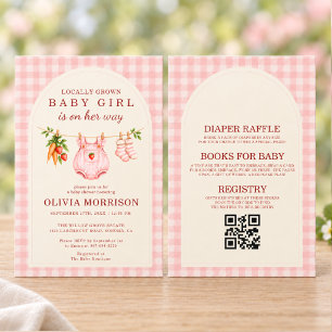 Alles in Einem Lokal Gewachsene Baby Mädchen Rosa Einladung