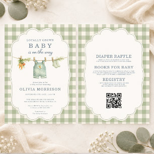 Alles in Einem Lokal Gewachsenem Gingham-Baby-Einl Einladung