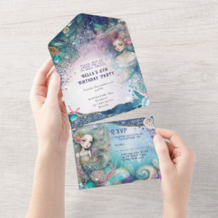 ALLES IN EINEM Mermaid Under the Sea Einladung
