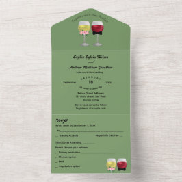 Alles in einem modernen Boho Arch Couple Wine Wedd All In One Einladung