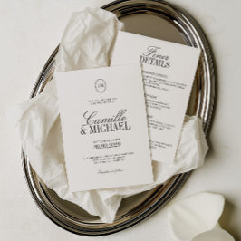 Alles in Einem Monogramm Moderne Hochzeit Einladung