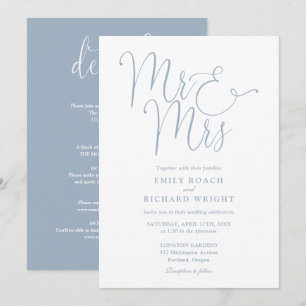 Alles in einem Mr. und Mrs. Chic Dusty Blue Weddin Einladung