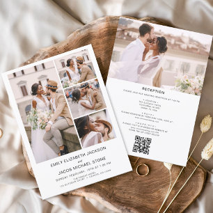 Alles in einem QR-Code Minimalistisches Foto White Einladung