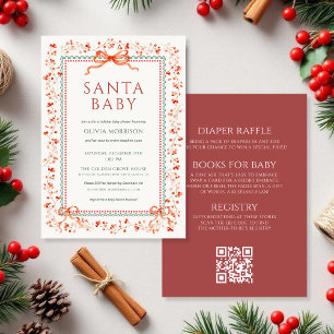 Alles in Einem QR-Code-Santa-Baby-Baby-Shower-Einl Einladung