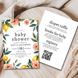 Alles in einem rosa gelben Lemon Baby Dusche Einladung